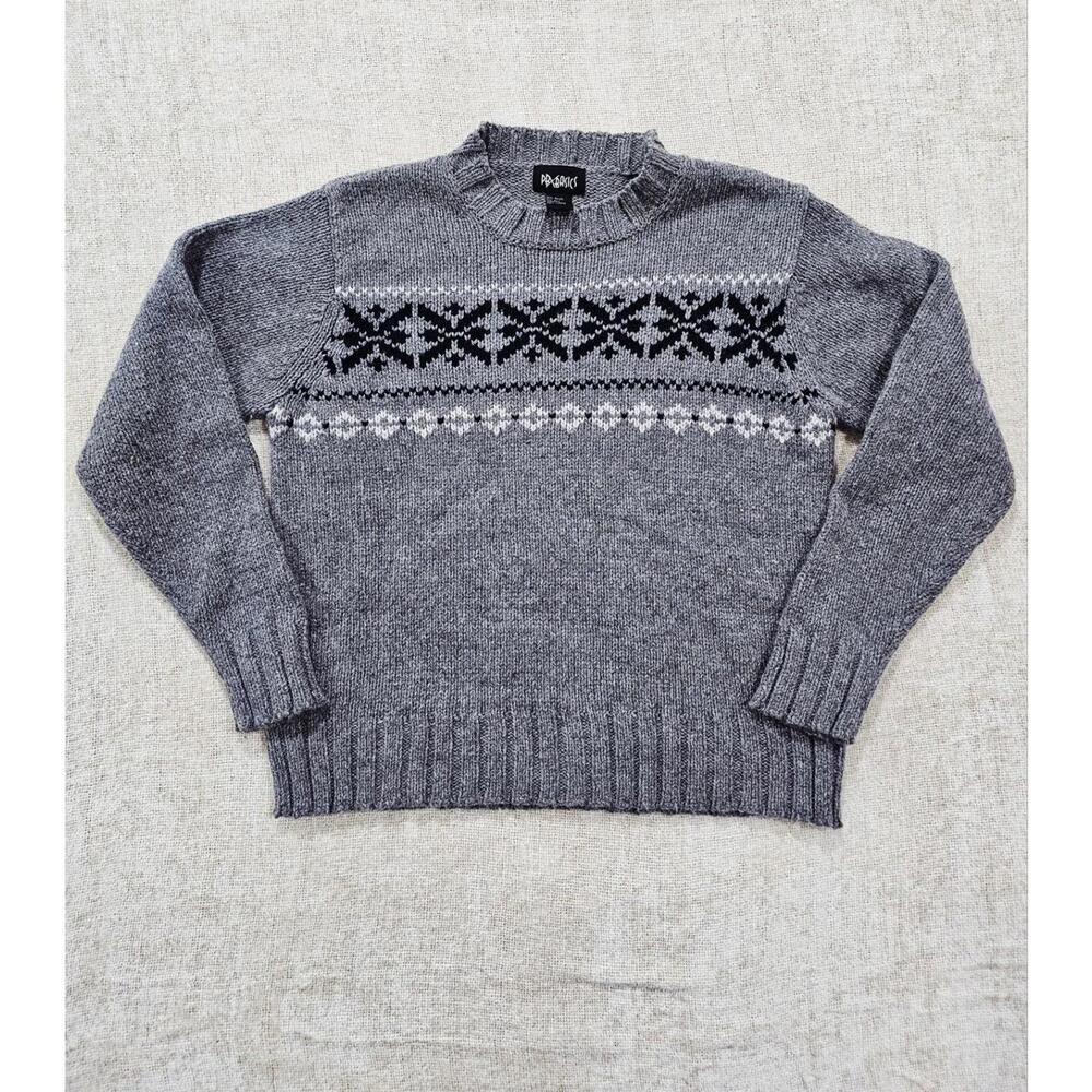 VTG Sweater Women's M Nordic Pullover Snowflake Mock Neck Stretch Y2K